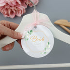 Personalised White Wedding Hanger Tag Botanical