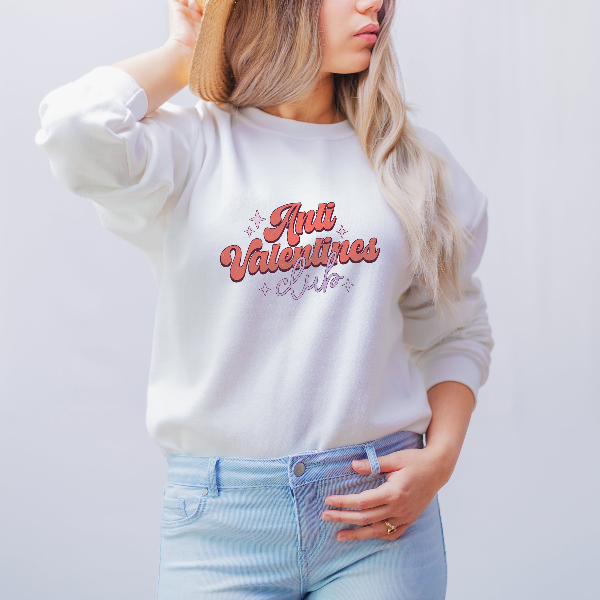Anti Valentine's club sweatshirt retro design on white t shirt