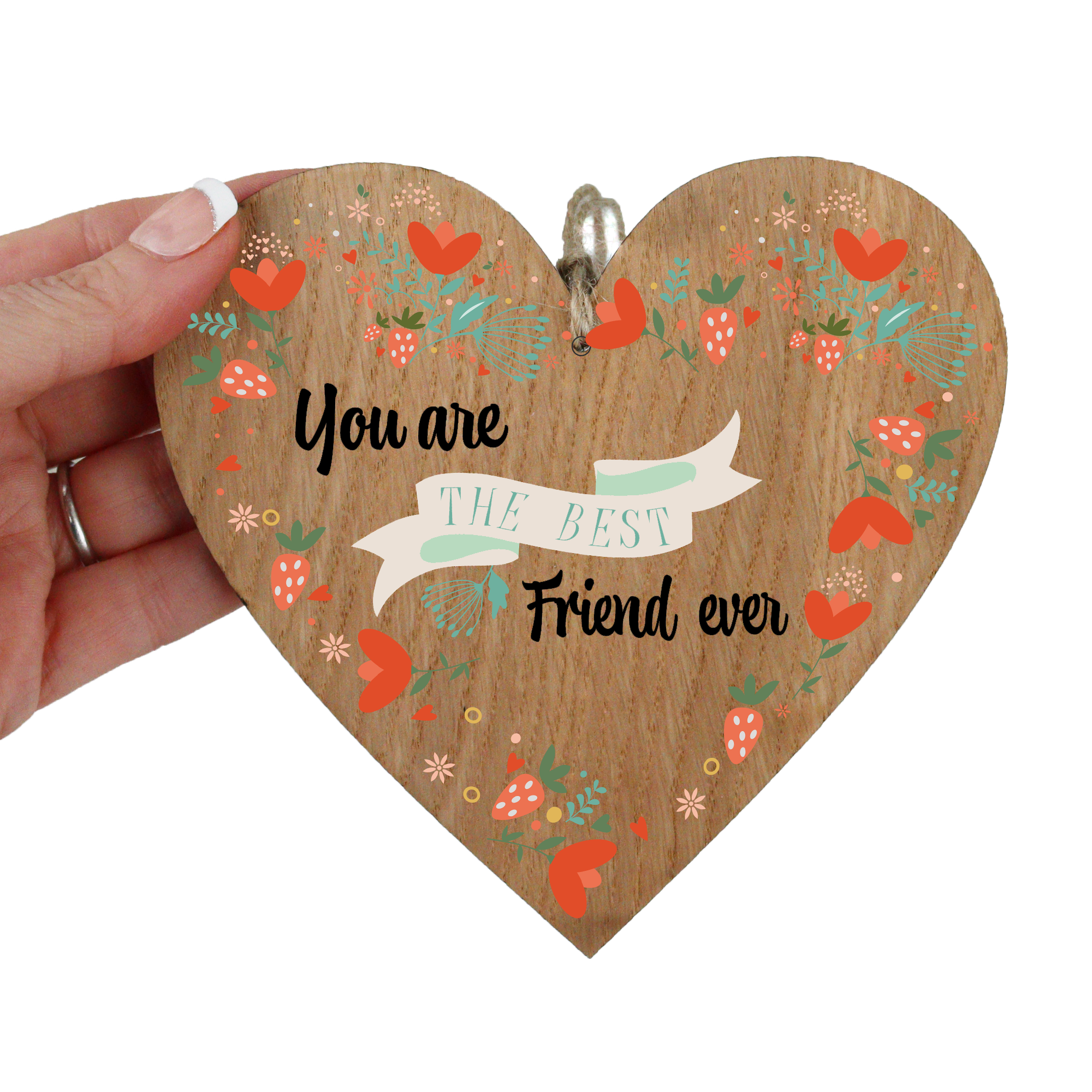 Best friend printed wooden heart