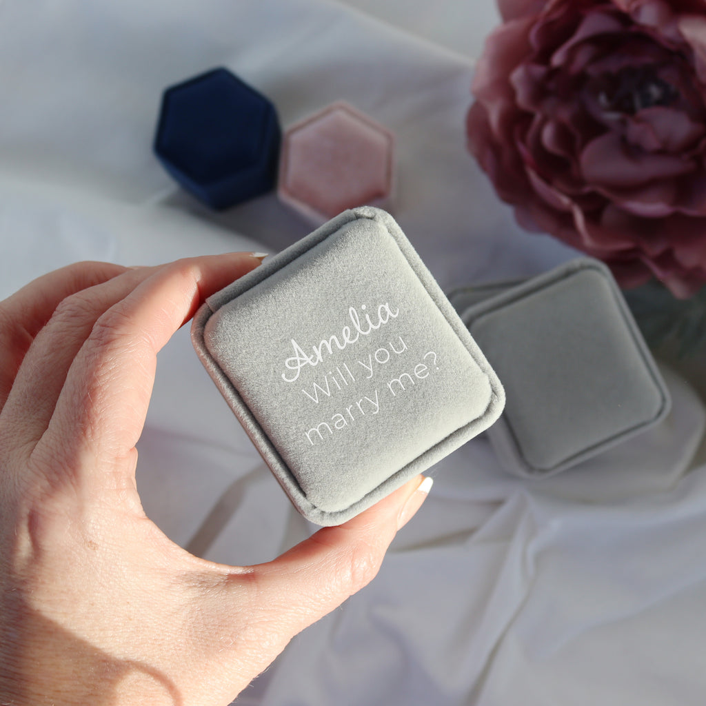 Proposal Grey Engagement Ring Box