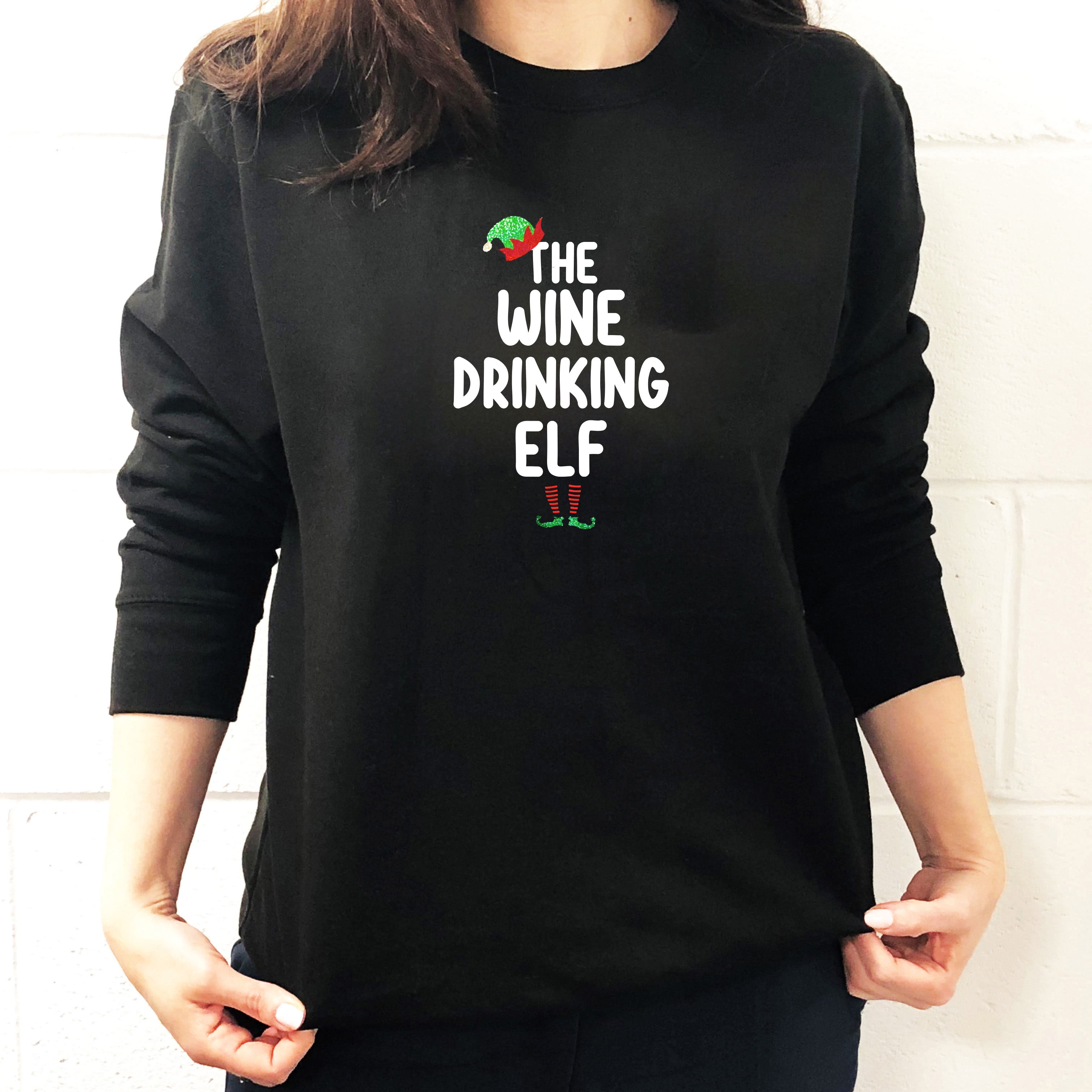 Christmas Wine Drinking Elf Jumper
