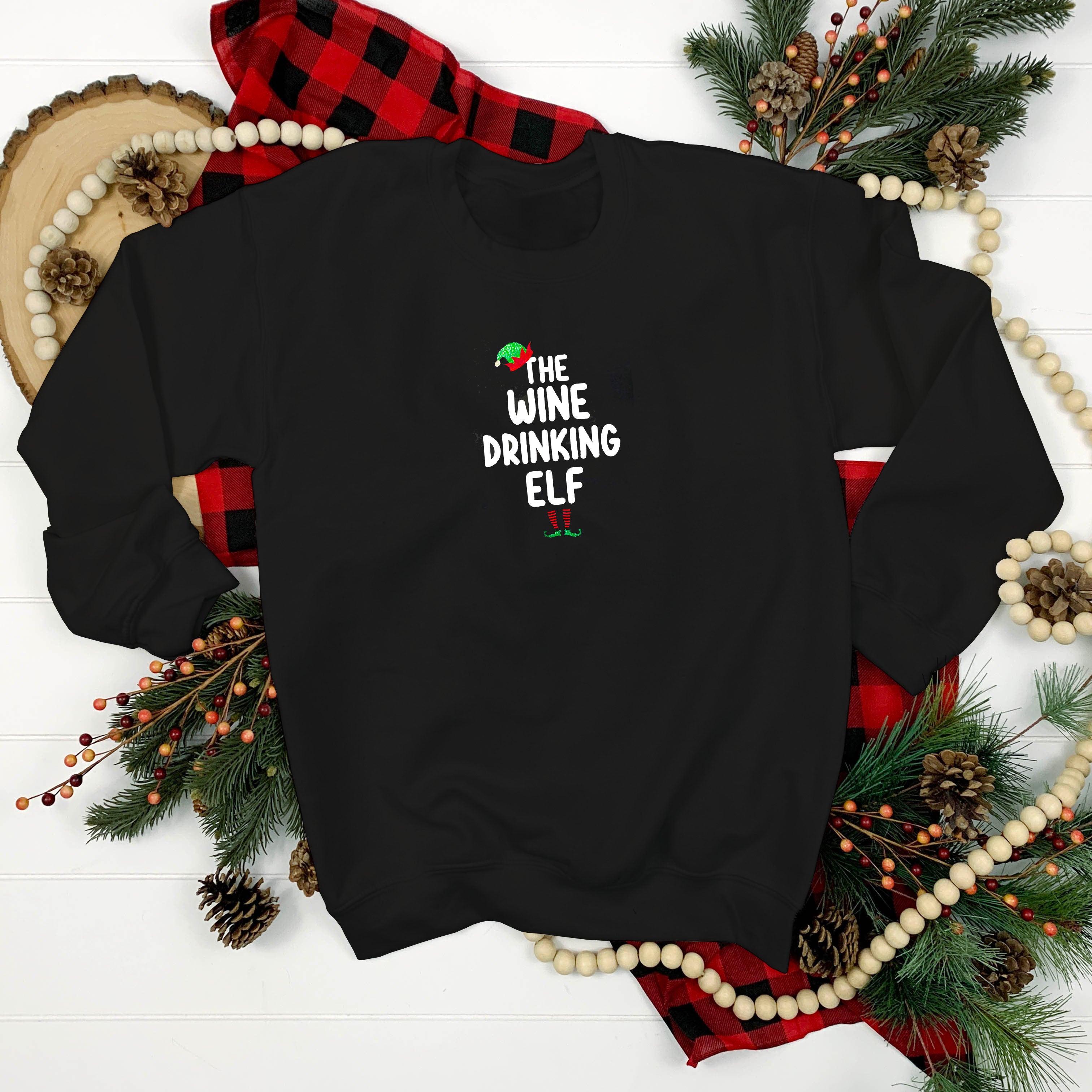 Christmas Wine Drinking Elf Jumper