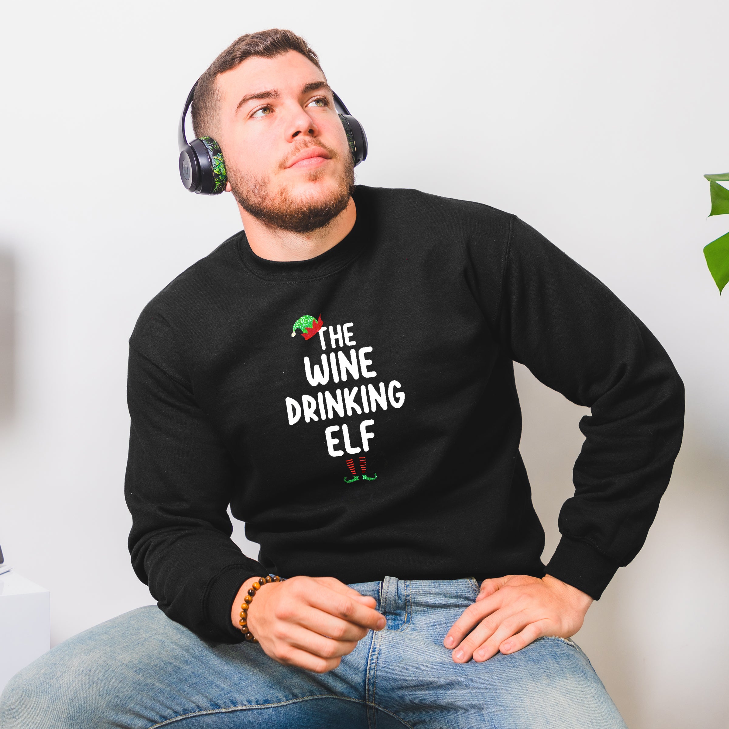 Christmas Wine Drinking Elf Jumper