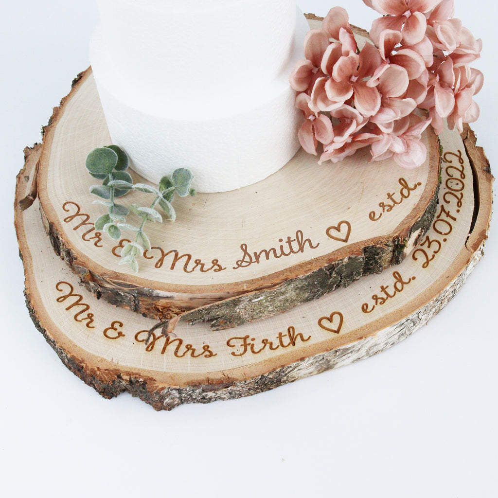 Personalised Natural Birch Log Cake Stand