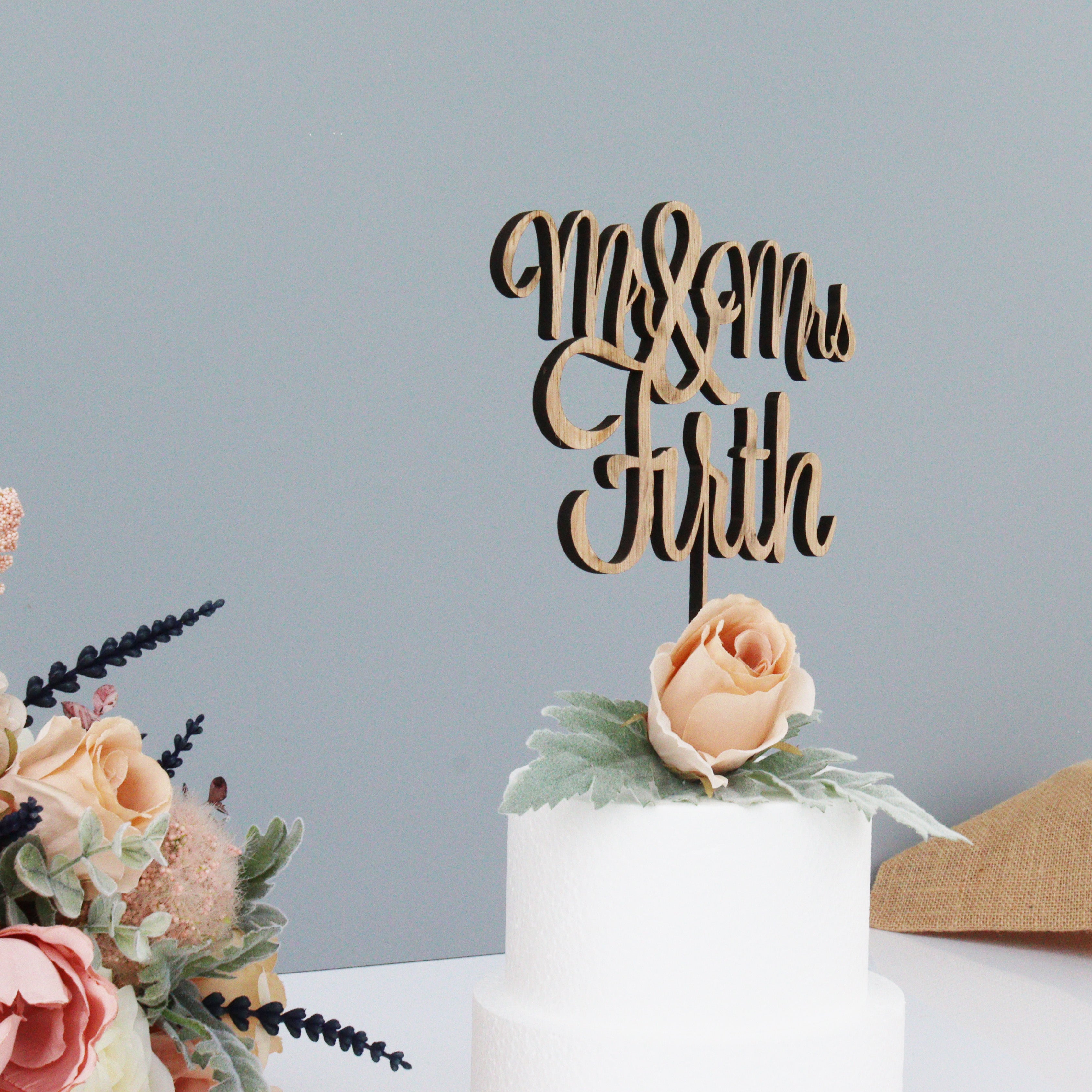 Personalised Wooden Name Wedding Cake Topper