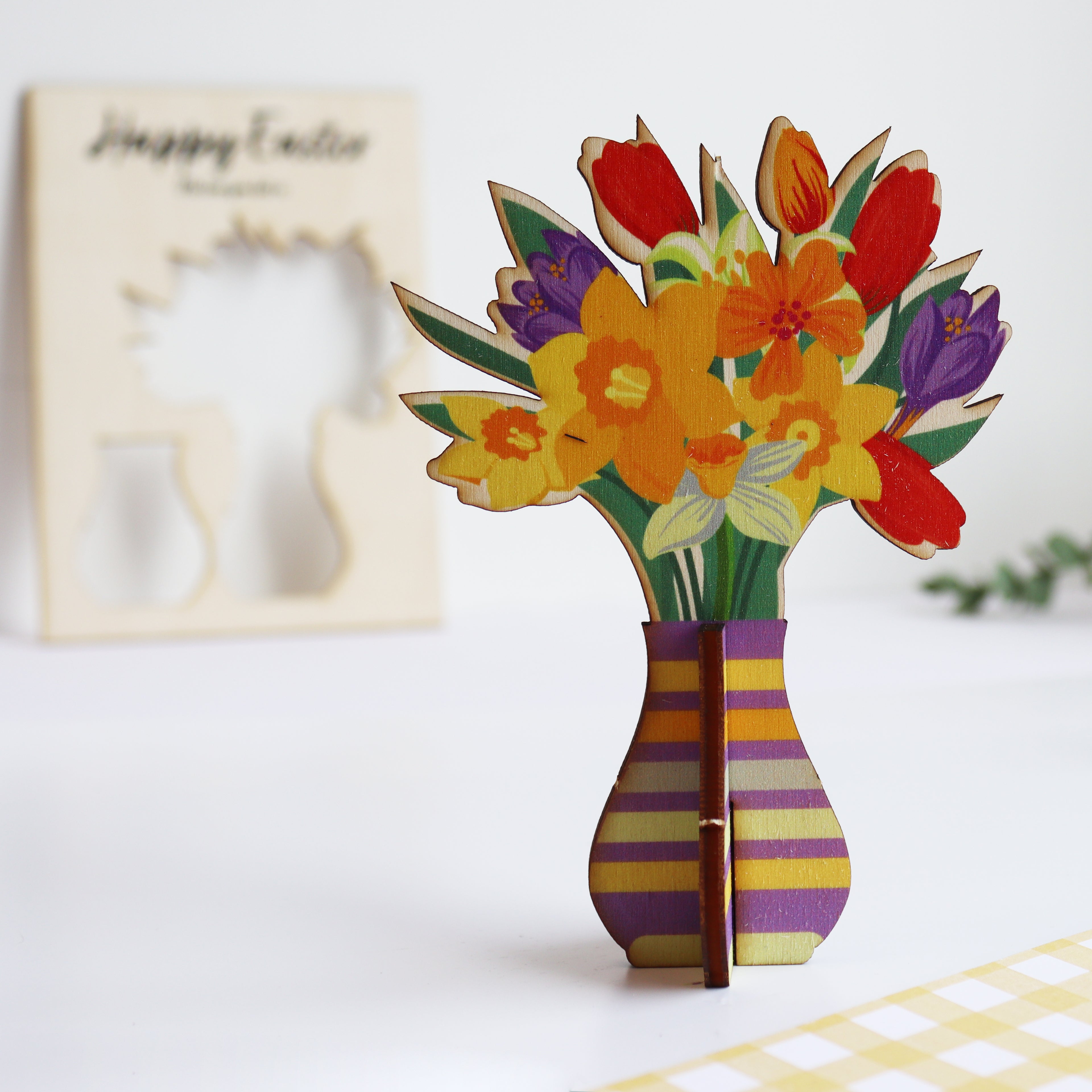 Personalised 3D Wooden Easter Flower Card – Keepsake Gift