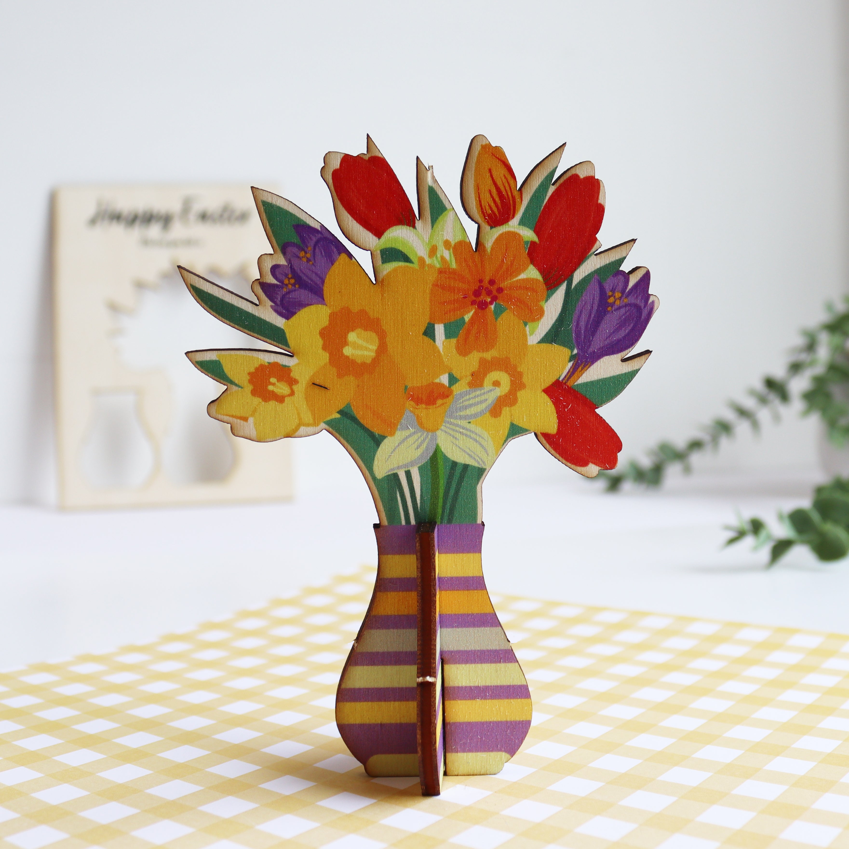 Personalised 3D Wooden Easter Flower Card – Keepsake Gift