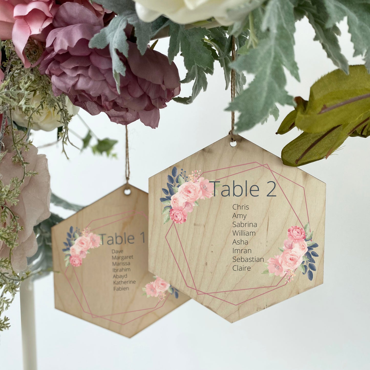 Hexagonal Wooden Hanging Wedding Table Plan