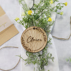 Personalised Round Wooden Place Name Setting