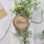 Personalised Round Wooden Place Name Setting