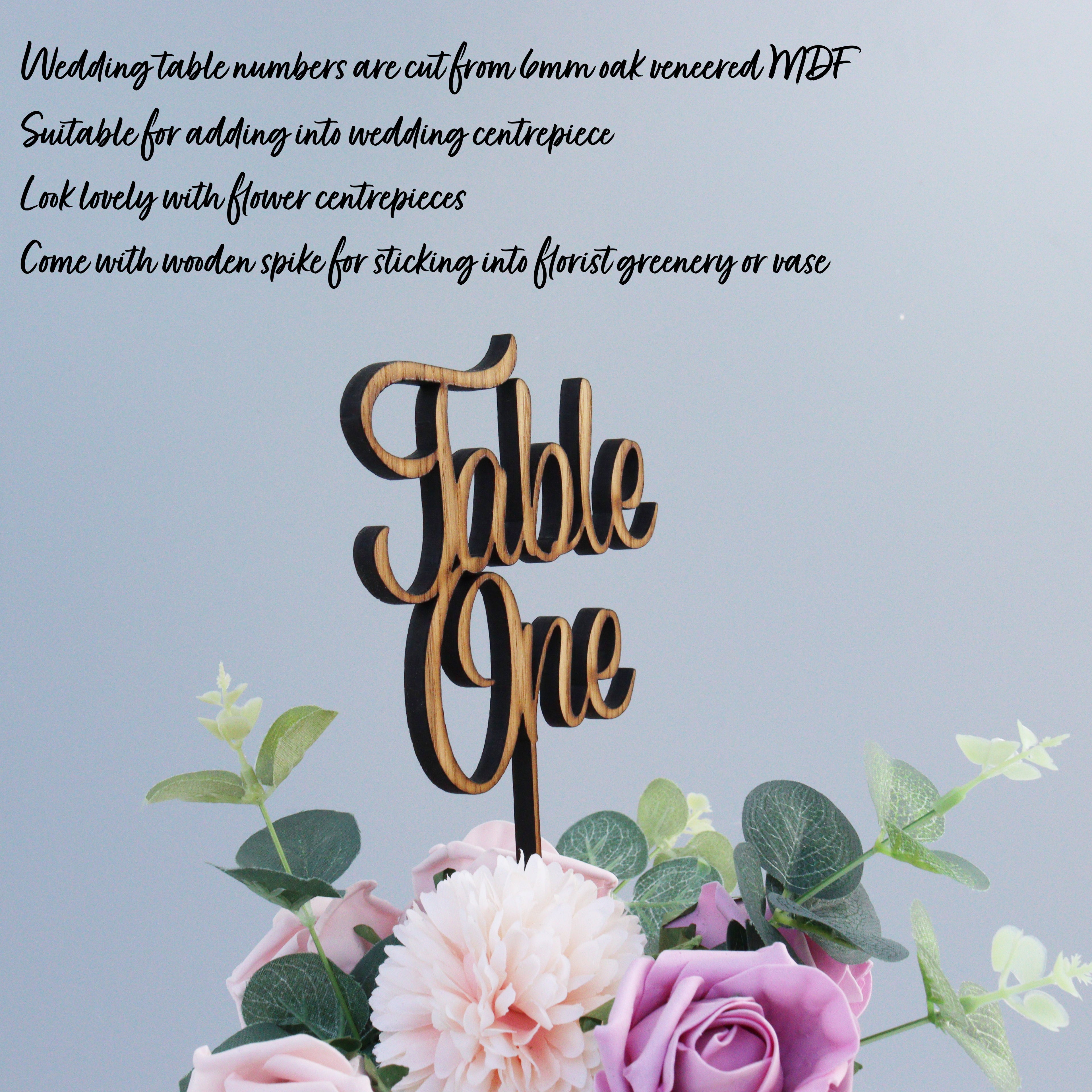 Personalised Wooden Cut Out Wedding Table Names For Centrepieces