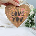 Personalised Love You Wooden Hanging Heart