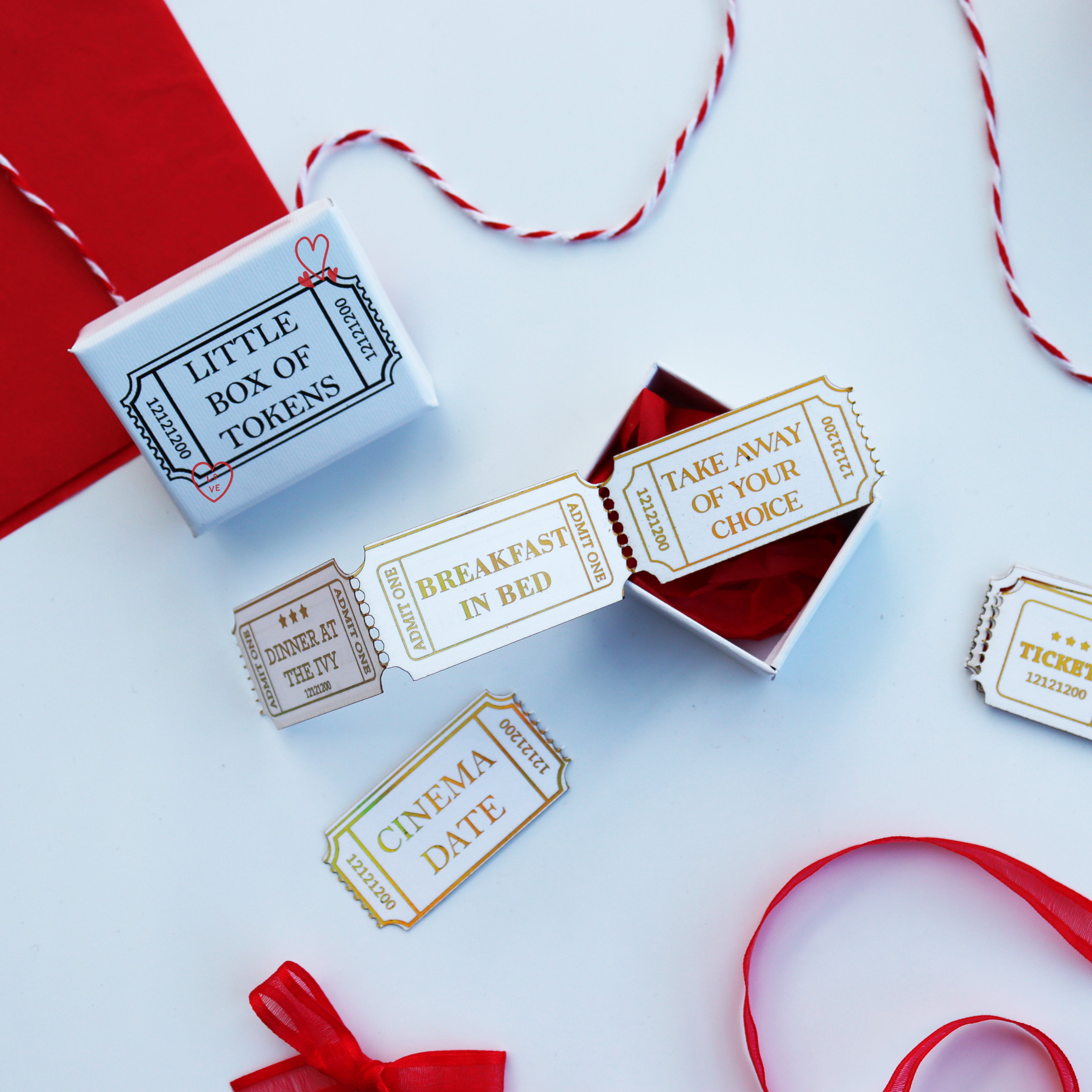 Personalised Date Ideas Ticket Stub Tokens Valentine's Day