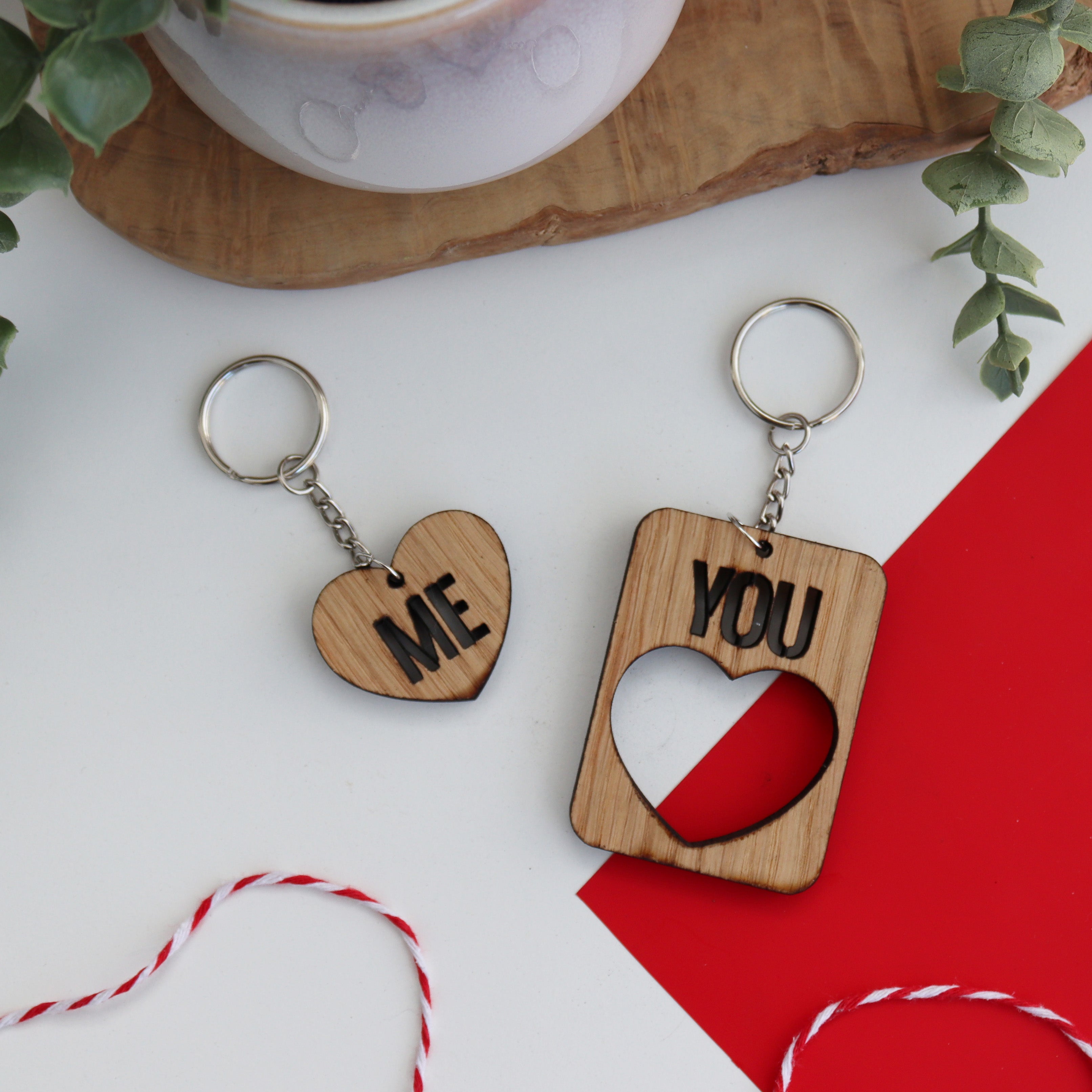 you and me keyring couples keyring wooden keyring gift set