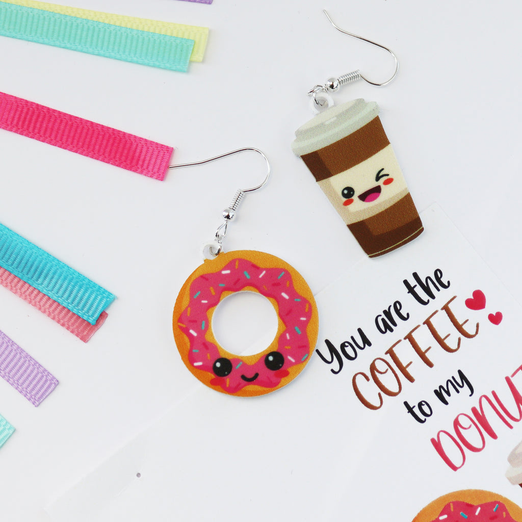 you are the coffee to my donut best friend acrylic earrings handmade