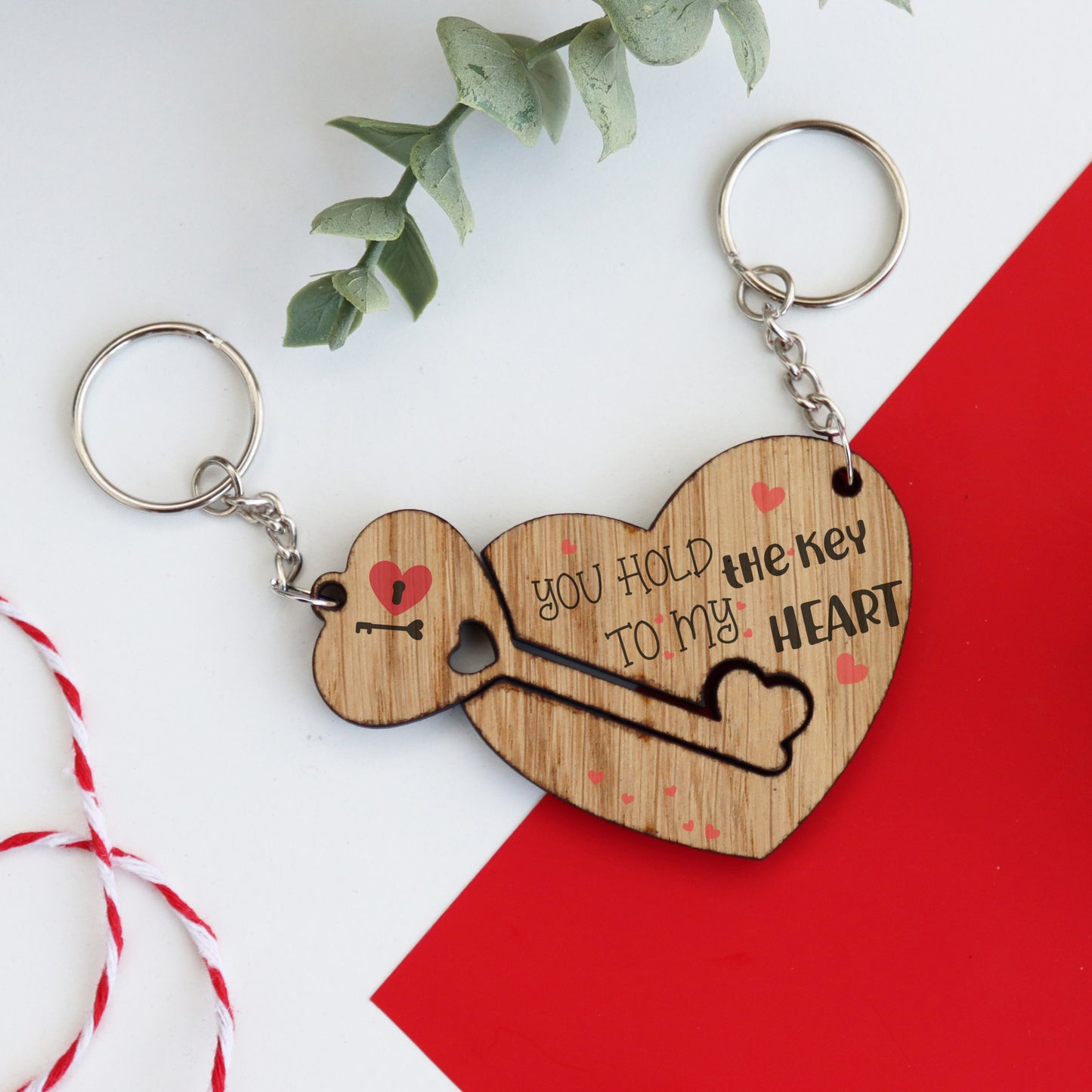 you hold the key to my heart wooden keyring couples matching keyring close up