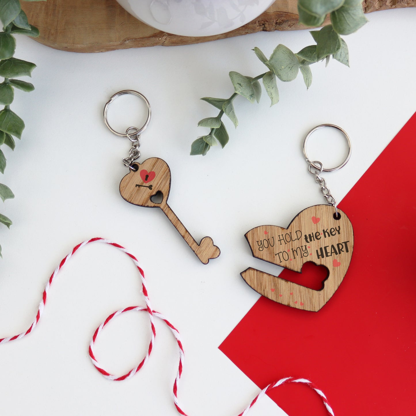 you hold the key to my heart wooden keyring with one part key one part heart which the key fits in