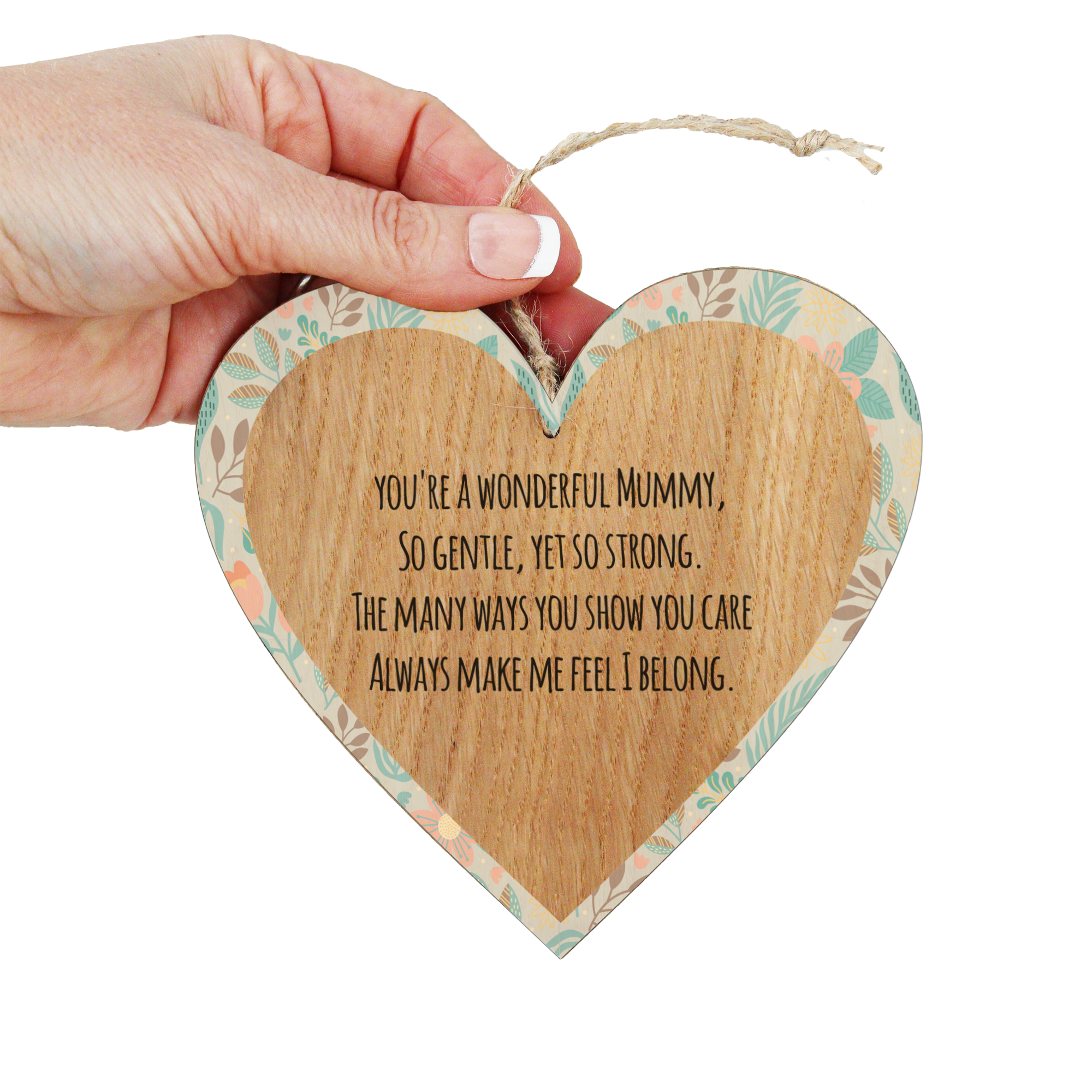 Hanging Wooden Heart For Mum